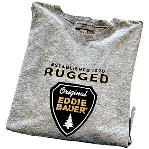 EDDIE BAUER GRAPHIC SHORT SLEEVE T-SHIRT HEATHER GRAY SIZE LARGE UNISEX